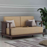 Ajmer Solid Sheesham Wood 2 Seater Sofa (Walnut Finish)